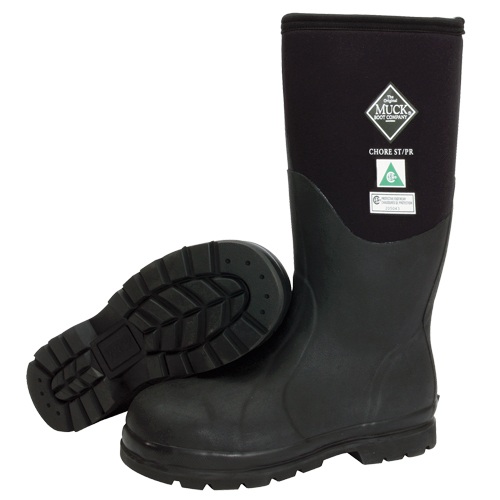 Bottes de travail avec doublure en filet Chore Classic, Caoutchouc, Embout Acier, Pointure 5, Semelle R&eacute;sistant aux perforations Brunswick Fyr & Safety