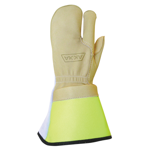 Lineman's 3-Finger Gloves, Medium, Grain Cowhide Palm Brunswick Fyr & Safety