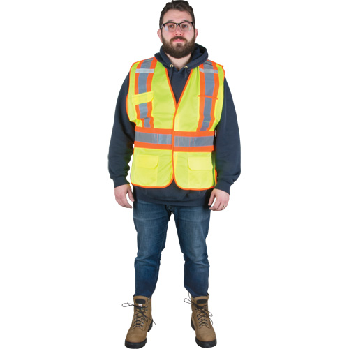 Flame-Resistant Surveyor Vest, High Visibility Lime-Yellow, Medium, Polyester Brunswick Fyr & Safety