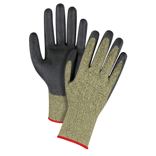 Gants &eacute;lastiques sans coutures r&eacute;sistants &agrave; la coupe noir & jaune, Taille Petit/7, Calibre 13, Rev&ecirc;tement Mousse de nitrile, Enveloppe en Aramide, ASTM ANSI niveau A6 Brunswick Fyr & Safety