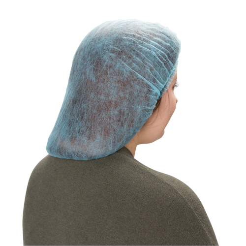 Bonnet bouffant pliss&eacute;, Polypropyl&egrave;ne, 21", Bleu Brunswick Fyr & Safety