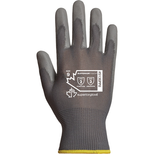 Superior Touch&reg; String Knit Gloves, 8, Polyurethane Coating, 13 Gauge, Polyester Shell Brunswick Fyr & Safety