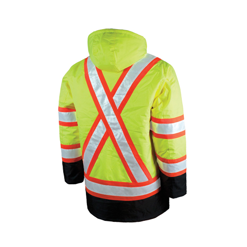 Lined Safety Parka, High Visibility Lime-Yellow, Large Brunswick Fyr & Safety