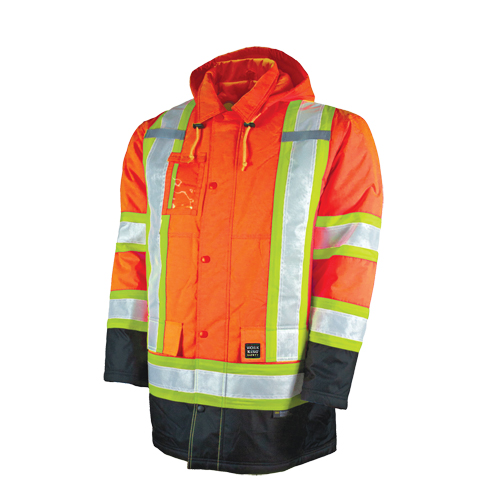 Parka de s&eacute;curit&eacute; doubl&eacute;, Orange haute visibilit&eacute;, Grand Brunswick Fyr & Safety