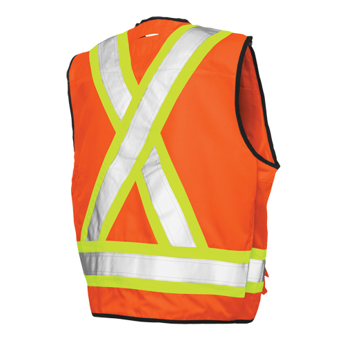 Surveyor Safety Vest, High Visibility Orange, Large, Polyester Brunswick Fyr & Safety