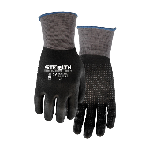 395 Stealth Blackbird Gloves, 11/2X-Large, Foam Nitrile Coating, 15 Gauge, Nylon Shell Brunswick Fyr & Safety