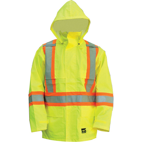 Manteau Open Road, Polyester/Polyur&eacute;thane, Jaune lime haute visibilit&eacute;, Petit Brunswick Fyr & Safety