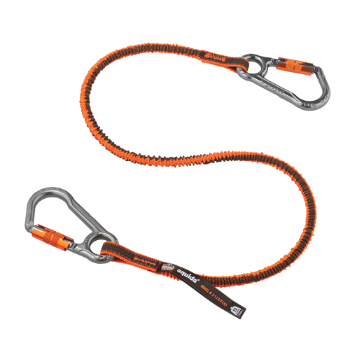 Squids&reg; 3118F(x) Locking Tool Lanyard, Bungee, Dual Carabiner Brunswick Fyr & Safety