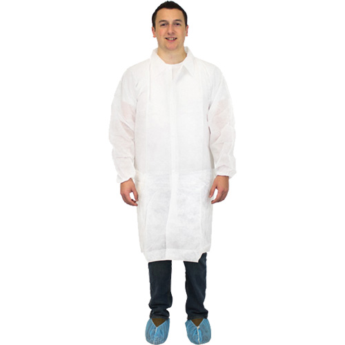 Sarreau de laboratoire, Polypropyl&egrave;ne, Blanc, Moyen Brunswick Fyr & Safety
