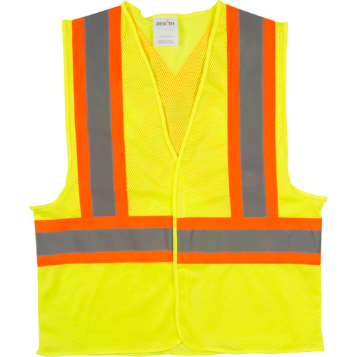 Traffic Safety Vest, High Visibility Lime-Yellow, Medium, Polyester Brunswick Fyr & Safety