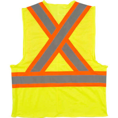 Traffic Safety Vest, High Visibility Lime-Yellow, Medium, Polyester Brunswick Fyr & Safety