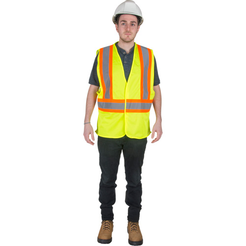 Traffic Safety Vest, High Visibility Lime-Yellow, Medium, Polyester Brunswick Fyr & Safety