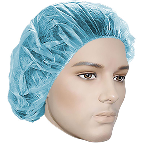 Bonnets bouffants, Polypropyl&egrave;ne, 18", Bleu Brunswick Fyr & Safety