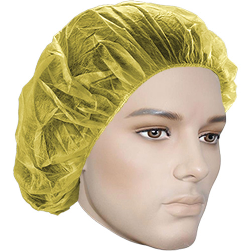 Bouffant Caps, Polypropylene, 24", Yellow Brunswick Fyr & Safety
