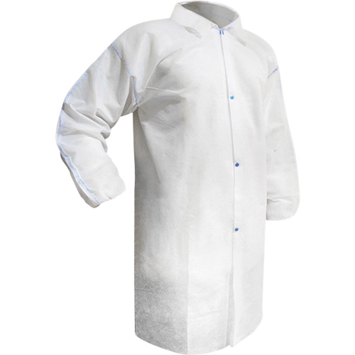 Disposable Lab Coat, Polypropylene, White, Medium Brunswick Fyr & Safety