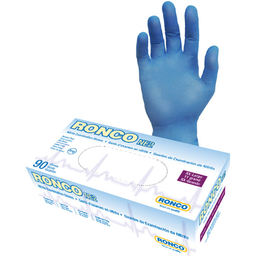 Disposable Gloves, 2X-Large, Nitrile, 4-mil, Powder-Free, Blue Brunswick Fyr & Safety