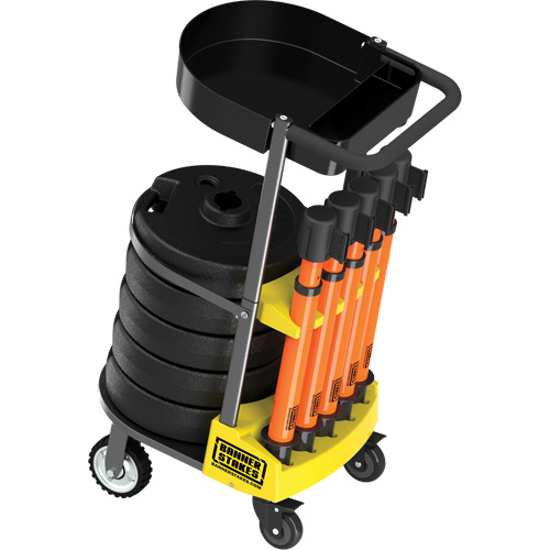 PLUS Barrier Post Cart Kit with Tray, 75' L, Metal, Orange Brunswick Fyr & Safety