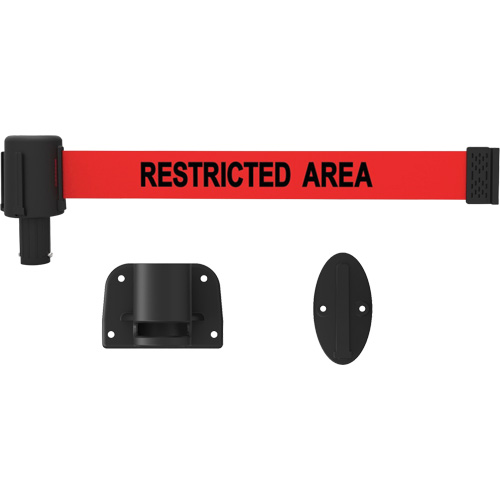 PLUS Wall Mount Barrier System, Plastic, Screw Mount, 15', Red Tape Brunswick Fyr & Safety
