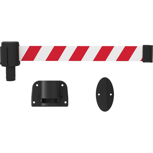 Syst&egrave;me de montage mural pour barri&egrave;re PLUS, Plastique, Fixation par vis, 15', Ruban Rouge et blanc Brunswick Fyr & Safety