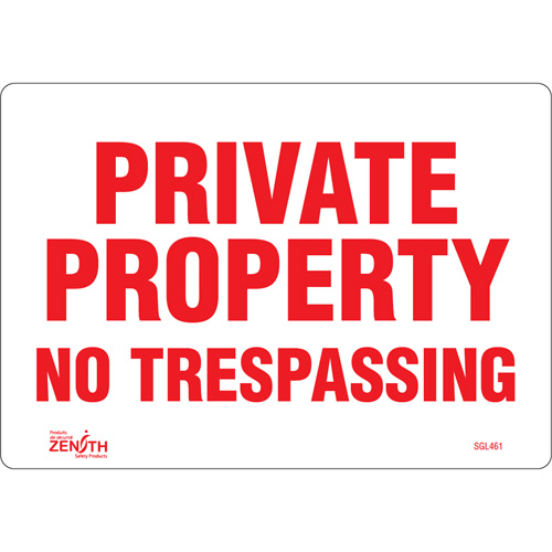 "Private Property" Sign, 7" x 10", Vinyl, English Brunswick Fyr & Safety