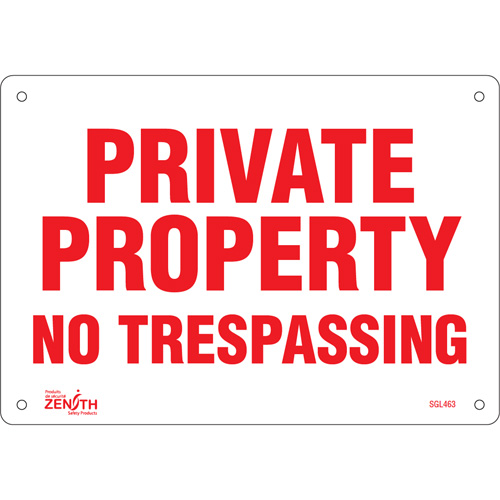 Enseigne Private Property, 7" x 10", Aluminium, Anglais Brunswick Fyr & Safety