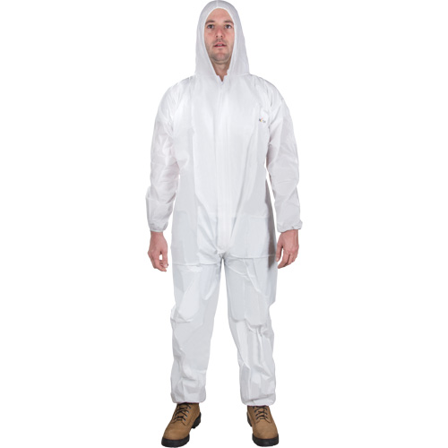 Hooded Coveralls, Medium, White, SMS Brunswick Fyr & Safety