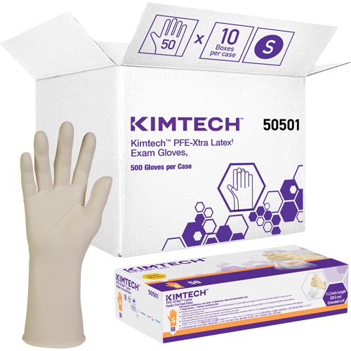 Gants m&eacute;dicaux Kimtech XTRA-PFE, Petit, Latex, 6 mils, Sans poudre, Blanc, Classe 2 Brunswick Fyr & Safety