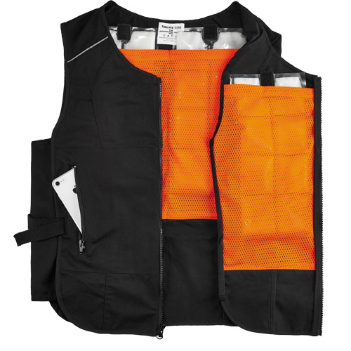Veste de refroidissement &agrave; changement de phase l&eacute;g&egrave;re avec sachets 6260 Chill-Its, Petit/Moyen, Noir Brunswick Fyr & Safety