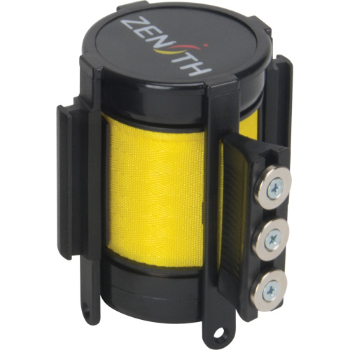 Cassette de ruban magn&eacute;tique pour barri&egrave;re de contr&ocirc;le des foules personnalis&eacute;e, 12', Ruban Jaune Brunswick Fyr & Safety