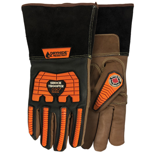 Gants 5785G Shock Trooper, T-petit, Paume en Ch&egrave;vre, Poignet Manchette Brunswick Fyr & Safety