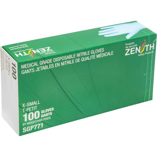 Puncture-Resistant Medical-Grade Disposable Gloves, X-Small, Nitrile, 4.5-mil, Powder-Free, Blue, Class 2 Brunswick Fyr & Safety