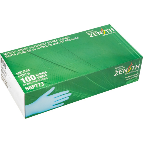 Puncture-Resistant Medical-Grade Disposable Gloves, Medium, Nitrile, 4.5-mil, Powder-Free, Blue, Class 2 Brunswick Fyr & Safety