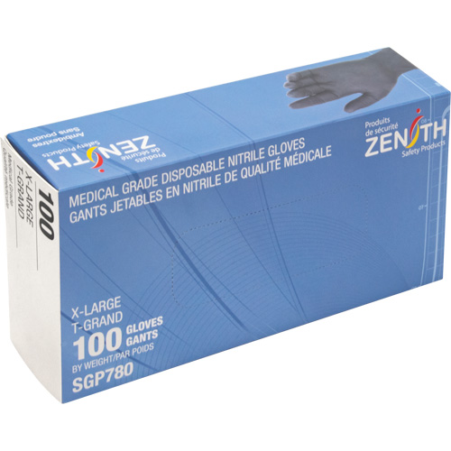 Puncture-Resistant Medical-Grade Disposable Gloves, X-Large, Nitrile, 5-mil, Powder-Free, Black, Class 2 Brunswick Fyr & Safety