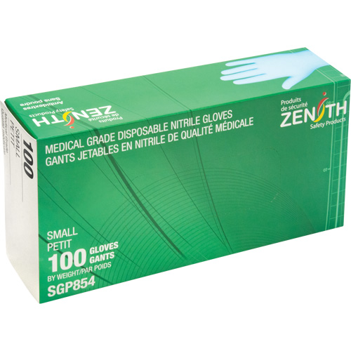 Gants jetables de calibre m&eacute;dical r&eacute;sistants &agrave; la perforation, Petit, Nitrile, 3,5 mils, Sans poudre, Bleu, Classe 2 Brunswick Fyr & Safety
