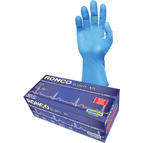 Blurite XPL Examination Gloves, Small, Nitrile, 8-mil, Powder-Free, Blue, Class 2 Brunswick Fyr & Safety