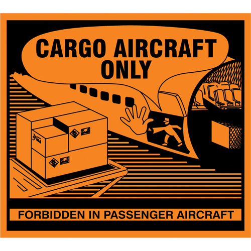 "Cargo Aircraft Only" Handling Labels, 4-3/4" L x 4-1/4" W, Orange Brunswick Fyr & Safety