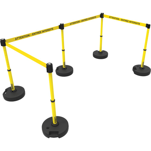 Plus Barrier Post Set, Plastic, 42" H, Yellow Tape, 15' Tape Length Brunswick Fyr & Safety