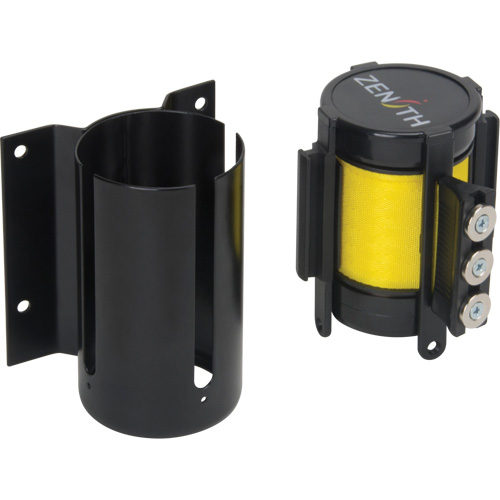 Wall Mount Barrier with Magnetic Tape, Steel, Screw Mount, 12', Yellow Tape Brunswick Fyr & Safety