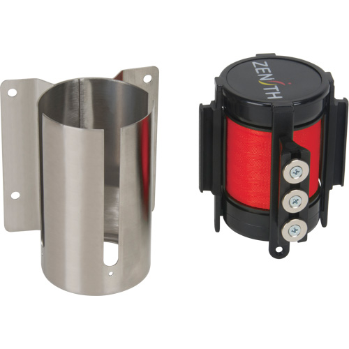 Wall Mount Barrier with Magnetic Tape, Steel, Screw Mount, 12', Red Tape Brunswick Fyr & Safety