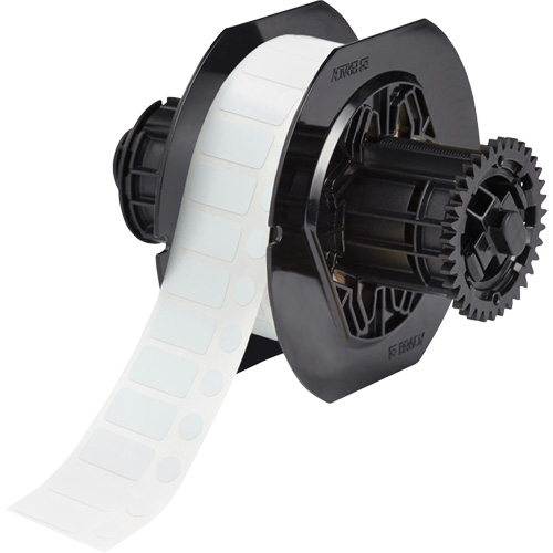 &eacute;tiquettes pour laboratoire et couvercles de flacon r&eacute;sistant aux produits chimiques de s&eacute;rie B33, Polyester, 1" lo x 0,5" h, Blanc Brunswick Fyr & Safety