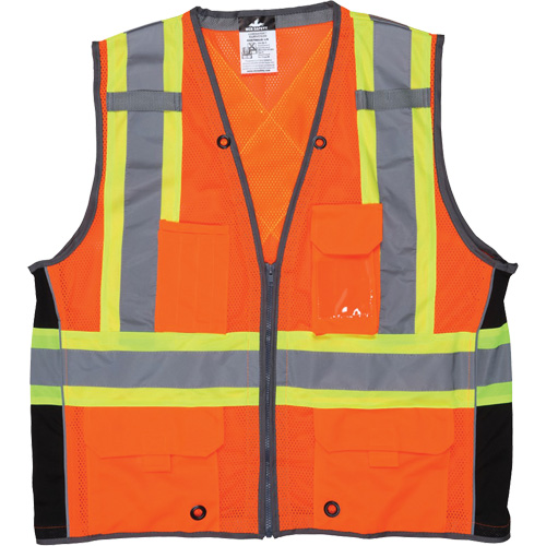 Veste de s&eacute;curit&eacute; pour arpenteur, Orange haute visibilit&eacute;, Grand, Polyester Brunswick Fyr & Safety