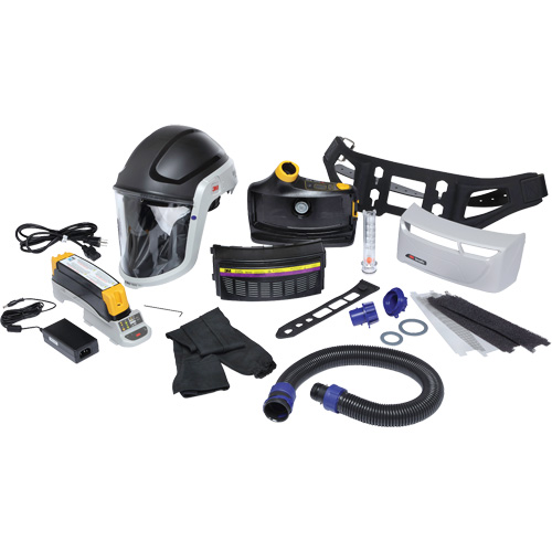 Trousse de respirateur d&eacute;puration dair propuls&eacute; pour lindustrie lourde Versaflo, Capuchon & visi&egrave;re, Pile Lithium-ion Brunswick Fyr & Safety