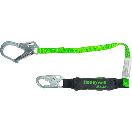 Miller&reg; HP Shock-Absorbing Lanyard, 4', Locking Rebar Hook Center, Locking Snap Hook Leg Ends, Polyester Brunswick Fyr & Safety