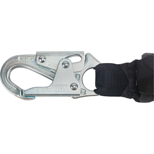 Miller&reg; HP Shock-Absorbing Lanyard, 4', Locking Rebar Hook Center, Locking Snap Hook Leg Ends, Polyester Brunswick Fyr & Safety