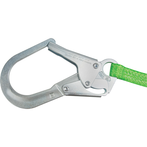 Miller&reg; HP Shock-Absorbing Lanyard, 4', Locking Rebar Hook Center, Locking Snap Hook Leg Ends, Polyester Brunswick Fyr & Safety