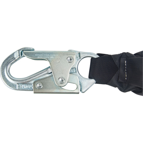Miller&reg; HP Shock-Absorbing Lanyard, 4', Locking Rebar Hook Center, Locking Snap Hook Leg Ends, Polyester Brunswick Fyr & Safety