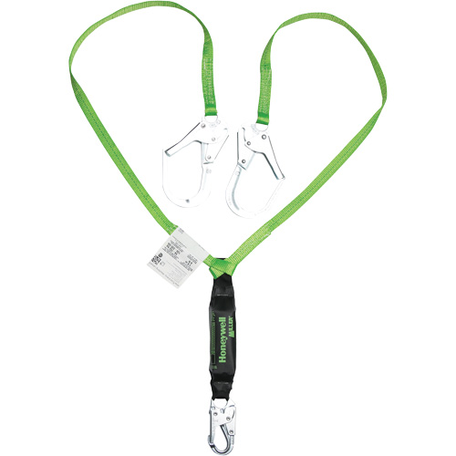 Miller&reg; HP Shock-Absorbing Lanyard, 6', Scaffold Hook Center, Locking Snap Hook Leg Ends, Polyester Brunswick Fyr & Safety