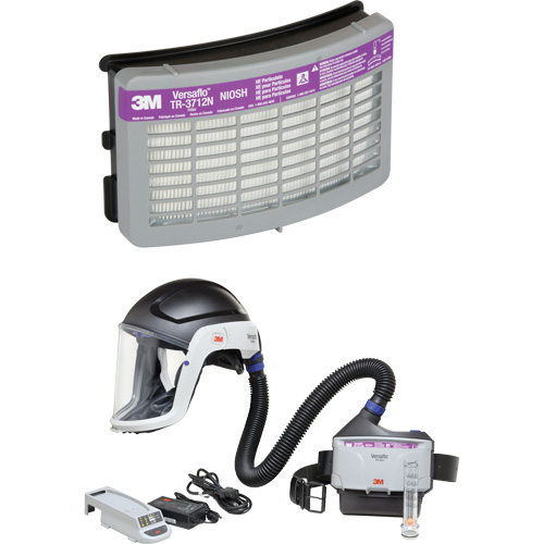 Ensemble APR &agrave; &eacute;puration d'air motoris&eacute; pour industrie lourde Versaflo, Capuchon & visi&egrave;re, Pile Lithium-ion Brunswick Fyr & Safety