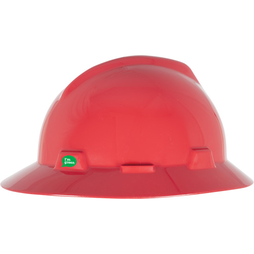 Casque de s&eacute;curit&eacute; &agrave; bord complet V-Gard GREEN avec fentes, R&eacute;pond aux normes CSA type 1, Suspension Rochet Brunswick Fyr & Safety