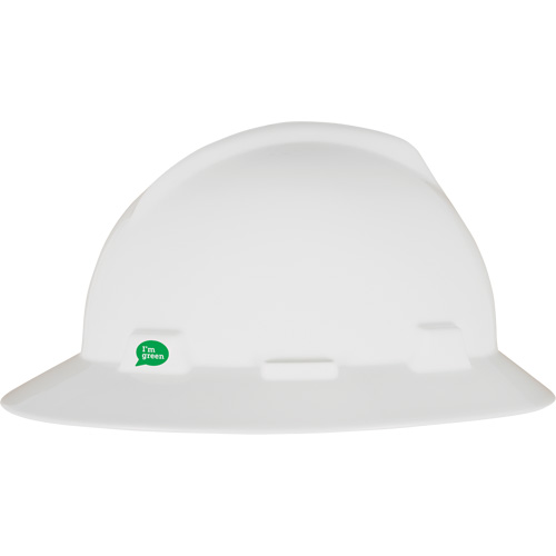 Casque de s&eacute;curit&eacute; &agrave; bord complet V-Gard GREEN avec fentes, R&eacute;pond aux normes CSA type 1, Suspension Rochet Brunswick Fyr & Safety
